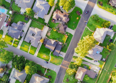 aerial view of the suburbs